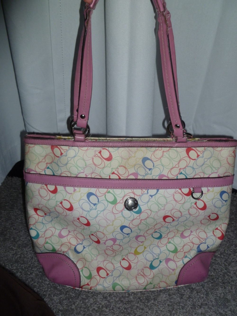 Coach Pink Multicolor Signature Tote Bag